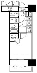 フォンテーヌ芝浦 1Kの間取図画像