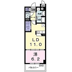 小田急小田原線 相模大野駅 徒歩25分の賃貸マンション 2階1LDKの間取り