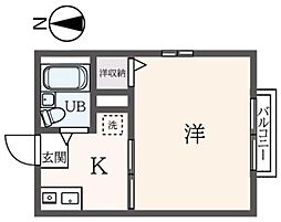 アオバハイツ 1Kの間取図画像
