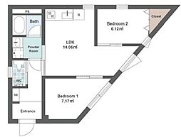 アクロスシティ東日本橋 5階2LDKの間取り