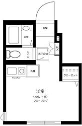 西武池袋線 東長崎駅 徒歩6分の賃貸アパート 1階ワンルームの間取り