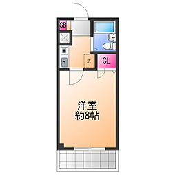 Rinon脇浜 1Kの間取図画像