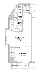 コンフォリア西新宿 14階1LDKの間取り