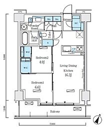 ロイヤルパークス赤羽ノース 3階2LDKの間取り