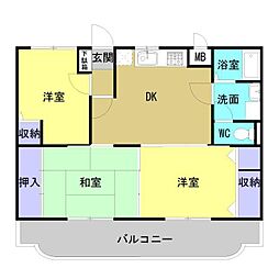 フルーエント4 3LDKの間取図画像