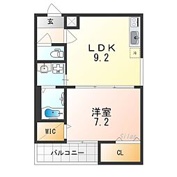南海高野線 白鷺駅 徒歩3分の賃貸アパート 3階1LDKの間取り