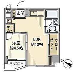 亀有中川マンション 1LDKの間取図画像