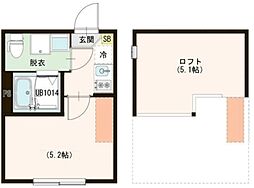 西武新宿線 武蔵関駅 徒歩9分の賃貸アパート 2階ワンルームの間取り