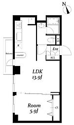 西麻布アネックス 3階1LDKの間取り