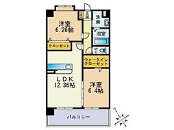 スカイシャトレ曰佐 2LDKの間取図画像