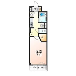 ヴィラさくら 1Kの間取図画像