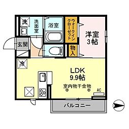 アヴニール 1階1LDKの間取り