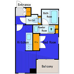 京急本線 立会川駅 徒歩6分の賃貸マンション 9階ワンルームの間取り