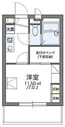 レオパレスロワジール 1階1Kの間取り