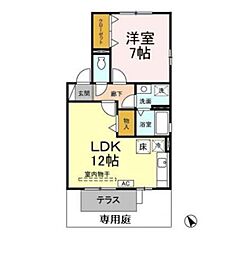 ウェーブII 1階1LDKの間取り