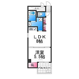 ハコス・堺　山之口 3階1LDKの間取り
