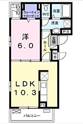 クリスタルメゾンしらかば 1LDKの間取図画像