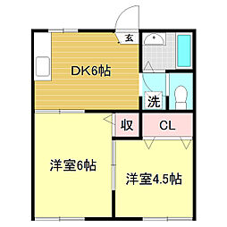 ローズハイツ 2DKの間取図画像