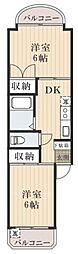 グランヴィル川越シティ 1LDKの間取図画像