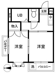 ベルハイム練馬 2階2Kの間取り