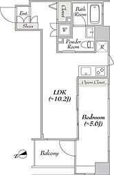 ブルロック銀座イースト 2階1LDKの間取り