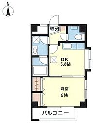 クレーテII篠崎 5階1DKの間取り