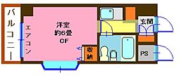 ライオンズマンション横浜戸部 ワンルームの間取図画像