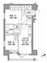 パークハビオ八丁堀 2LDKの間取図画像