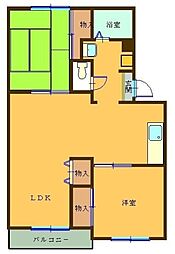 クイーンズヒル常盤平I 3階2LDKの間取り