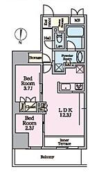 リビオメゾン東陽町ヒュッテ 2LDKの間取図画像