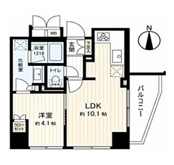 シティオ北千住 1LDKの間取図画像