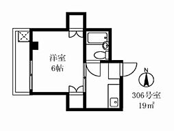 ベルウッド 1Kの間取図画像