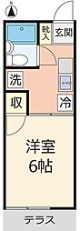 ウェストノール 1Kの間取図画像