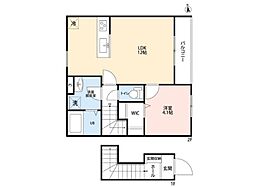 リーブルファイン羽村羽中 2階1LDKの間取り