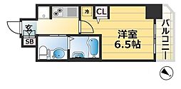 エステムコート三宮EAST3ラヴィッサ 1Kの間取図画像