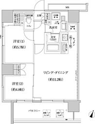 パークハビオ渋谷本町レジデンス 2LDKの間取図画像