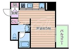 Innocent Doyama 6階ワンルームの間取り