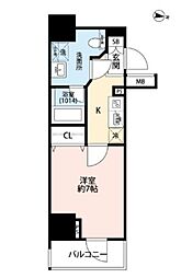 京急本線 大森町駅 徒歩5分の賃貸マンション 8階1Kの間取り