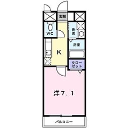 阪急京都本線 桂駅 徒歩19分の賃貸マンション 2階1Kの間取り