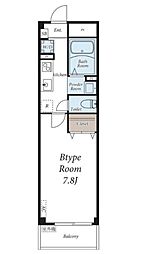 キューベックスワイズ 2階1Kの間取り