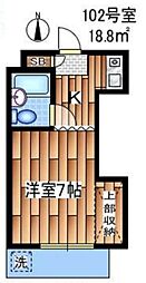 コーポ寿 1階1Kの間取り