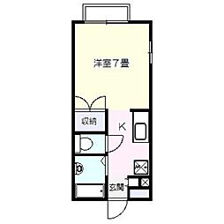 ベルエポック中山 1Kの間取図画像