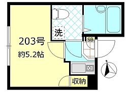 プリムローズ大森 2階1Kの間取り