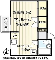 ドエルＭＫ 1階ワンルームの間取り