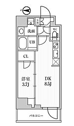 シーズンフラッツ住吉 6階1LDKの間取り