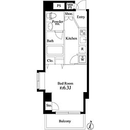 ラスパシオ三軒茶屋 3階1Kの間取り