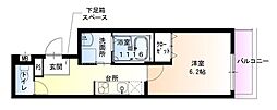 近鉄けいはんな線 長田駅 徒歩6分の賃貸アパート 3階1Kの間取り