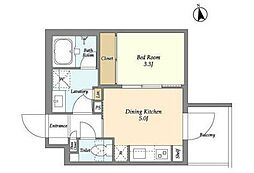 ベルファース三軒茶屋 1DKの間取図画像