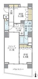 東京メトロ南北線 麻布十番駅 徒歩9分の賃貸マンション 4階2LDKの間取り