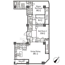 ＭＦＰＲ目黒タワー 25階3LDKの間取り